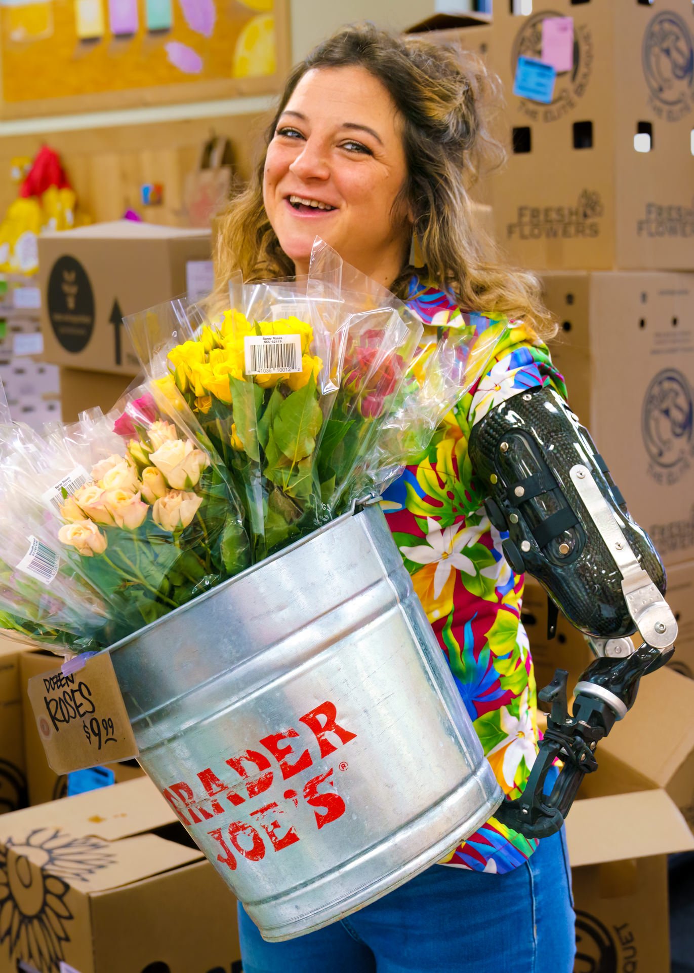 Portland transhumeral patient Wendi Parker. works at Trader Joes who have been supportive of her since her amputation